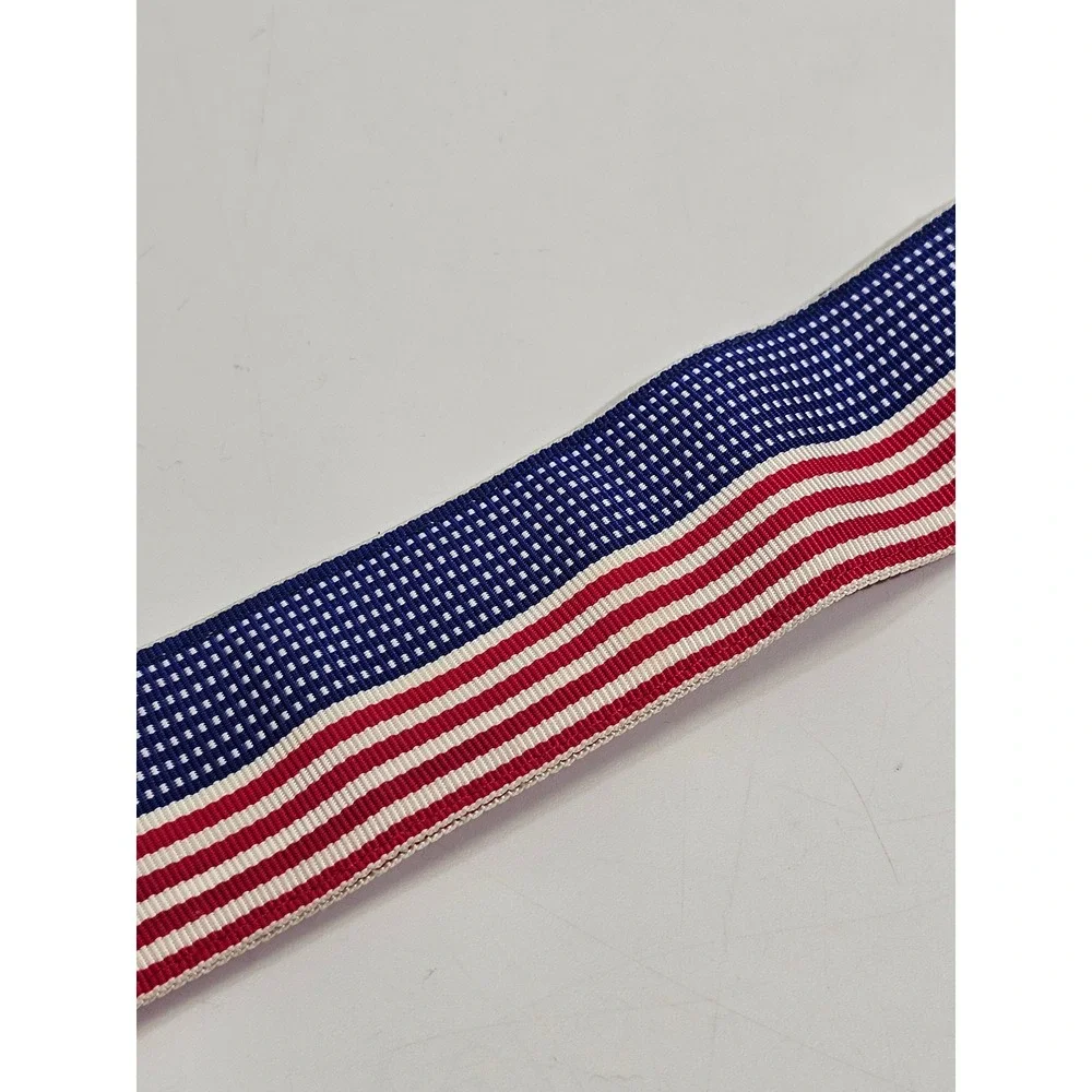 J McLaughlin D-Ring Belt Mens Medium Red White Blue American Flag Stars Stripes